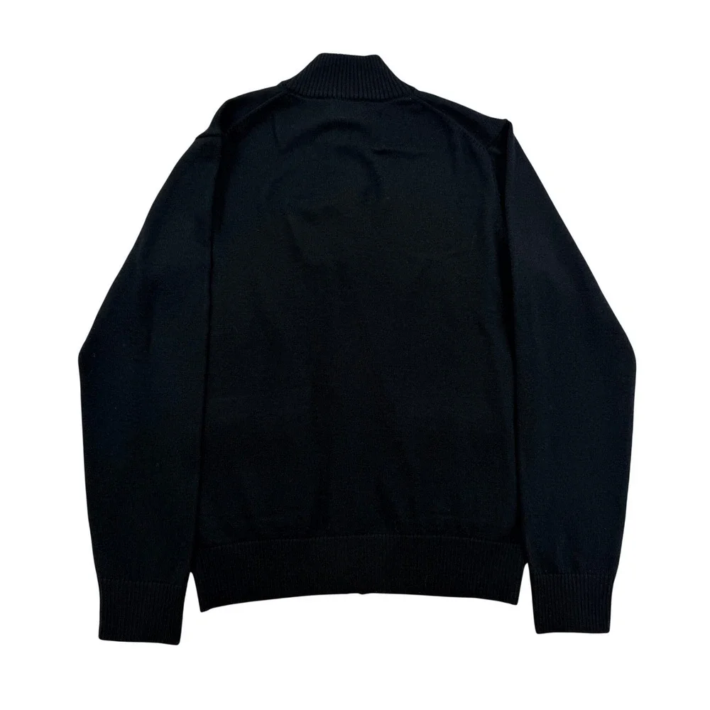 Michael Michael Kors Medium Black Full Zip Wool Blend Cardigan Mock Neck Sweater